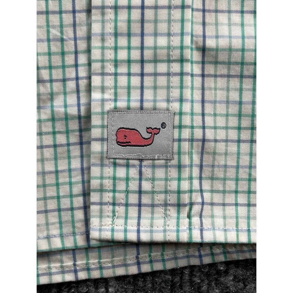 Vineyard Vines Slim Fit Murray Shirt Men's M Green Blue Plaid Cotton Button Down - Picture 4 of 8